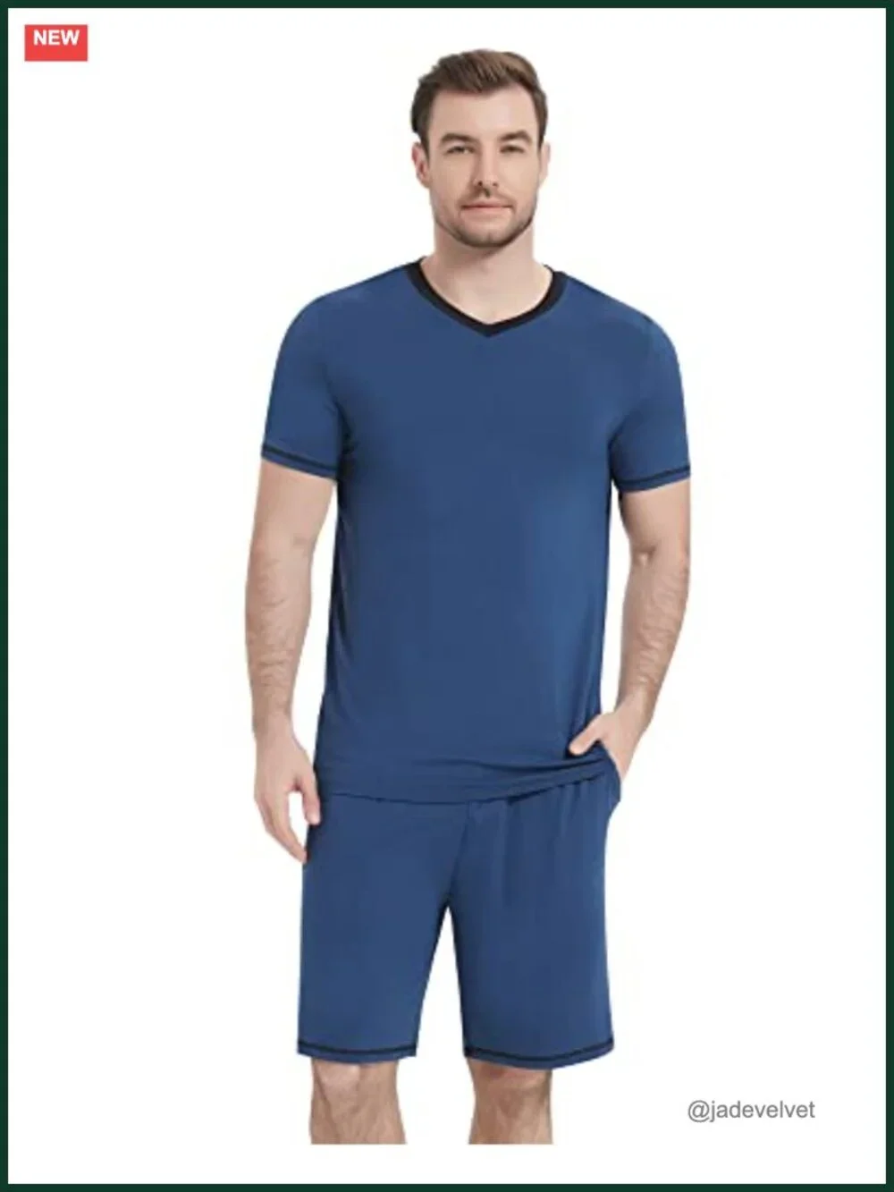 Viscose Made from Bamboo Short Sleeve Pajama Set with V Neck and Shorts